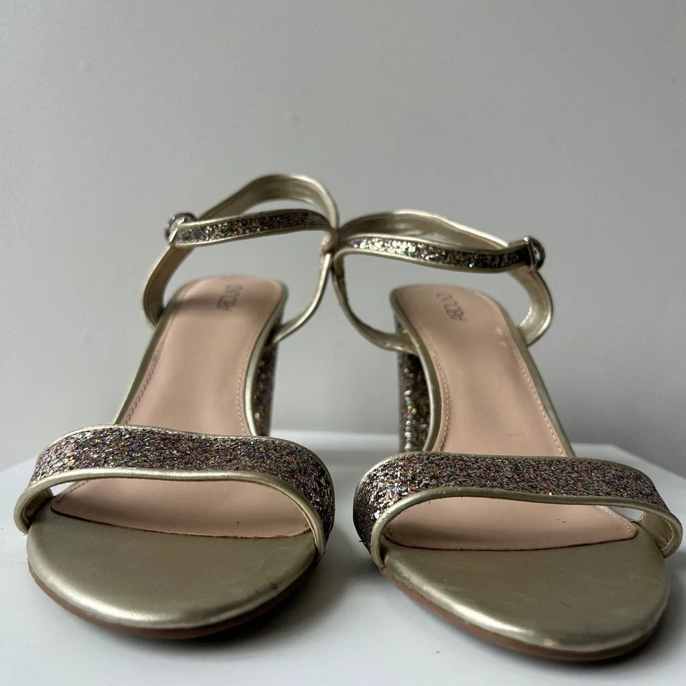 Abound Glitter Block Heel Sandals 12M Gold Colorful Sparkle Party Wedding Glam‎